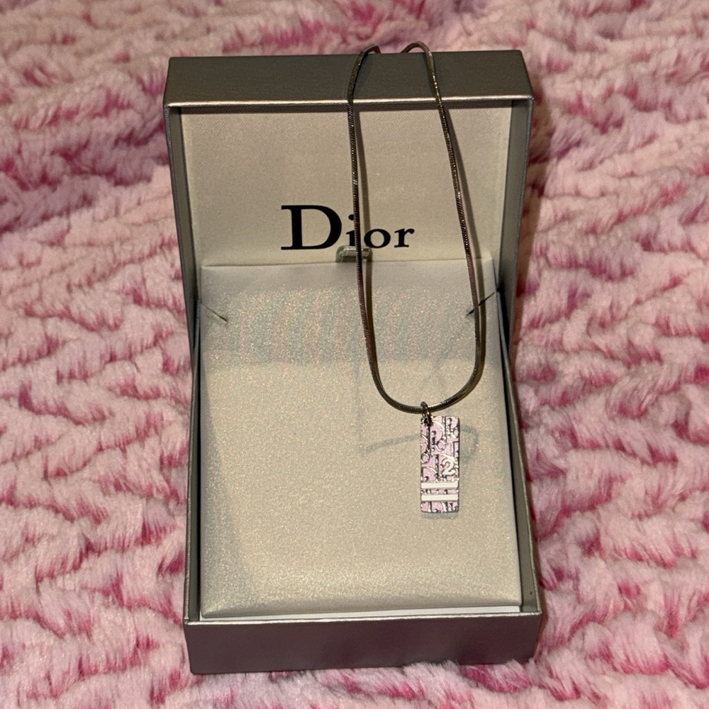 Dior Silver Metal Pink and White Trotter No. (2) Pendant Necklace - Picture 7 of 8